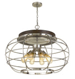 Cal Lighting Liberty Metal Chandelier (Edison Bulbs Not Included) FX-3719-8 Brushed Steel/Wood FX-3719-8