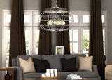 Cal Lighting Liberty Metal Chandelier (Edison Bulbs Not Included) FX-3719-8 Brushed Steel/Wood FX-3719-8