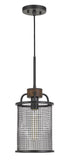 Cal Lighting Aberdeen Mesh Metal/Wood Pendant Light (Edison Bulb Not Included) FX-3720-1 Bronze/Wood FX-3720-1