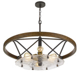 Cal Lighting Sherrill Metal/Wood Chandelier (Edison Bulbs Not Included) FX-3721-6 Bronze/Wood FX-3721-6