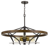 Cal Lighting Sherrill Metal/Wood Chandelier (Edison Bulbs Not Included) FX-3721-6 Bronze/Wood FX-3721-6