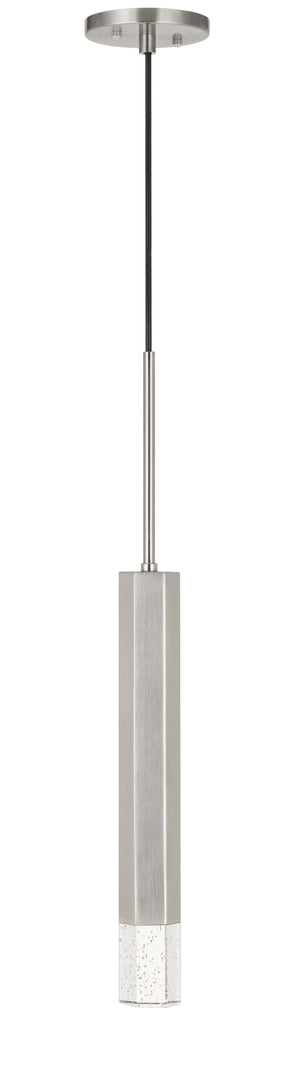Cal Lighting Troy Integrated LED Dimmable Hexagonaluminum Casted 1 Light Pendant with Glass Diffuser FX-3723-1P-BS Brushed Steel FX-3723-1P-BS