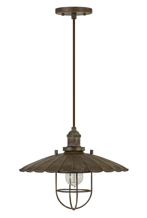 Cal Lighting Olive Old Industrial Metal Pendant with Glass Shield (Edison Bulb Not Included) FX-3725-1P Rust FX-3725-1P