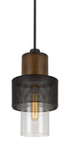 Cal Lighting Mckee Metal/Wood Pendant Light with Glass Shade (Edison Bulb Not Included) FX-3726-1P Wood/Black FX-3726-1P