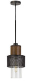 Mckee Metal/Wood Pendant Light with Glass Shade (Edison Bulb Not Included)