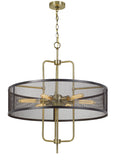 Cal Lighting 60W x 6 Leiden Metal Chandelier with Mesh Shade (Edison Bulbs Are Not Included) FX-3727-6 Antique Brass/Black FX-3727-6