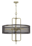 Cal Lighting 60W x 6 Leiden Metal Chandelier with Mesh Shade (Edison Bulbs Are Not Included) FX-3727-6 Antique Brass/Black FX-3727-6