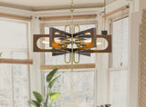 Cal Lighting 60W x 6 Sneek Metal/Wood Chandelier (Edison Bulbs Are Not Included) FX-3728-6 Antique Brass/wood FX-3728-6