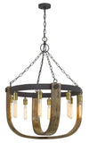 Cal Lighting 60W x 8 Apulia Metal/Wood Chandelier (Edison Bulbs Are Not Included) FX-3730-8 Light Oak/Iron FX-3730-8