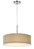 Cal Lighting LED 18W Dimmable Pendant with Diffuser And Hardback Fabric Shade FX-3731-GR Brushed Steel FX-3731-GR