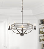 Cal Lighting 60W x 5 Brig Metal Chandelier FX-3733-5 Natural wood/Iron FX-3733-5