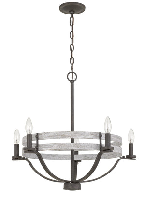 Cal Lighting 60W x 5 Brig Metal Chandelier FX-3733-5 Natural wood/Iron FX-3733-5