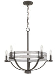 Cal Lighting 60W x 5 Brig Metal Chandelier FX-3733-5 Natural wood/Iron FX-3733-5