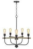 Cal Lighting 60W x 5 Sion Metal Chandelier FX-3734-5 Natural wood/Iron FX-3734-5