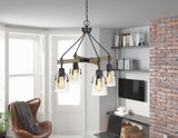 Cal Lighting 60W x 4 Aosta Metal Chandelier with Bubbled Glass Shades (Edison Bulbs Are Not Included) FX-3735-4 Wood/Iron FX-3735-4