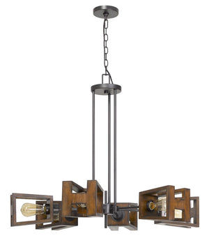 Cal Lighting 60W x 6 Biel Metal/Wood Chandelier (Edison Bulbs Not Included) FX-3739-6 Wood/Iron FX-3739-6