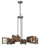 Cal Lighting 60W x 6 Biel Metal/Wood Chandelier (Edison Bulbs Not Included) FX-3739-6 Wood/Iron FX-3739-6