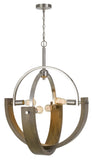 Cal Lighting 60W x 4 Rauma Metal/Wood Chandelier (Edison Bulbs Are Not Included) FX-3741-4 Wood/Brushed Steel FX-3741-4