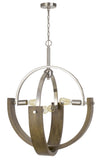 Cal Lighting 60W x 4 Rauma Metal/Wood Chandelier (Edison Bulbs Are Not Included) FX-3741-4 Wood/Brushed Steel FX-3741-4