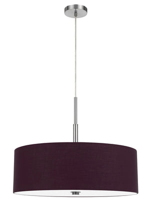 Cal Lighting 60W x 4 Lonoke Pendant Fixture with Hardback Drum Shade FX-3744-PUR Plum FX-3744-PUR