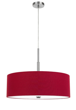 Cal Lighting 60W x 4 Lonoke Pendant Fixture with Hardback Drum Shade FX-3744-RED Maroon FX-3744-RED