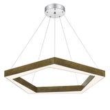 Cal Lighting Metz Dimmable Integrated LED Polygon Pine Wood Pendant Fixture. 38W, 3000 Lumen, 3000K FX-3745-38  FX-3745-38