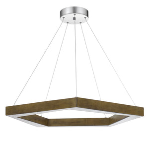 Cal Lighting Metz Dimmable Integrated LED Polygon Pine Wood Pendant Fixture. 38W, 3000 Lumen, 3000K FX-3745-38  FX-3745-38