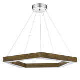 Metz Dimmable Integrated LED Polygon Pine Wood Pendant Fixture. 38W, 3000 Lumen, 3000K