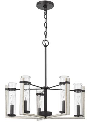 Cal Lighting 60Wx 5 Olivette Metal Chandelier with Glass Shade FX-3751-5 clear FX-3751-5