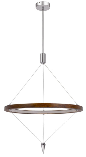 Cal Lighting Viterbo Integrated Dimmable LED Pine Wood Pendant Fixture with Suspended Steel Braided Wire. 24W, 1920 Lumen, 3000K FX-3752-24  FX-3752-24