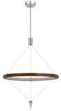 Viterbo Integrated Dimmable LED Pine Wood Pendant Fixture with Suspended Steel Braided Wire. 24W, 1920 Lumen, 3000K