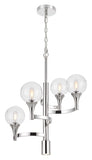 Cal Lighting 15W x 4 Milbank Metal Chandelier with A 3K Gu10 LED 6W Downlight (Only Down Light Gu10 Bulb Included) Clear Round Glass Shades FX-3759-4 Chrome FX-3759-4