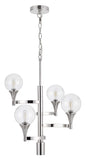 Cal Lighting 15W x 4 Milbank Metal Chandelier with A 3K Gu10 LED 6W Downlight (Only Down Light Gu10 Bulb Included) Clear Round Glass Shades FX-3759-4 Chrome FX-3759-4