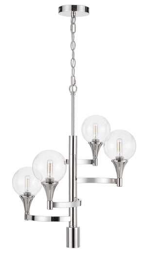 Cal Lighting 15W x 4 Milbank Metal Chandelier with A 3K Gu10 LED 6W Downlight (Only Down Light Gu10 Bulb Included) Clear Round Glass Shades FX-3759-4 Chrome FX-3759-4