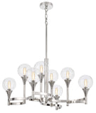 Cal Lighting 15W x 8 Milbank Metal Chandelier And Clear Round Glass Shades FX-3759-8 Chrome FX-3759-8