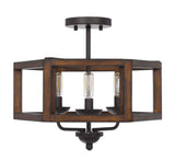 Cal Lighting 60W x 3 Renton Hexagon Rubber Wood / Metal Chandelier FX-3761-3 Dark Bronze FX-3761-3