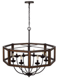 Cal Lighting 60W x 8 Renton Hexagon Rubber Wood / Metal Chandelier FX-3761-8 Dark Bronze FX-3761-8