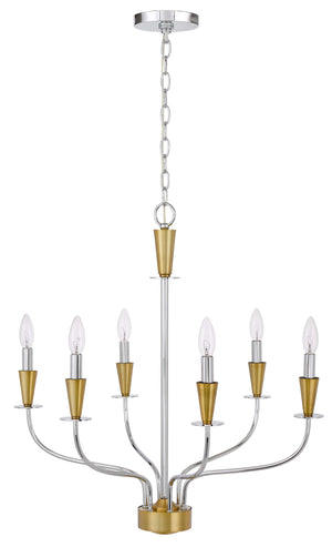 Cal Lighting 60W x 4 Weston Metal Chandelier FX-3763-6 Chrome FX-3763-6