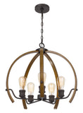 Cal Lighting 60W x 5 Riverton Metal Chandelier FX-3764-5 Wood FX-3764-5