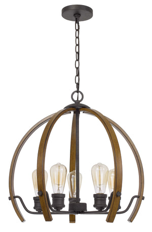 Cal Lighting 60W x 5 Riverton Metal Chandelier FX-3764-5 Wood FX-3764-5