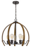 Cal Lighting 60W x 5 Riverton Metal Chandelier FX-3764-5 Wood FX-3764-5