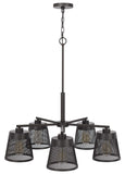 Cal Lighting 60W x 5 Hampton Metal Chandelier with Mesh Shades FX-3769-5 Black FX-3769-5