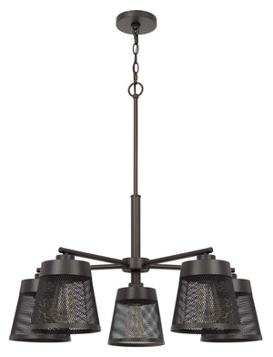 Cal Lighting 60W x 5 Hampton Metal Chandelier with Mesh Shades FX-3769-5 Black FX-3769-5