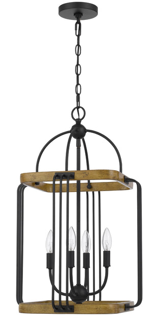 Cal Lighting Ripon Metal Chandelier with Wood Finish FX-3772-4 Black FX-3772-4