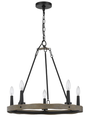 Cal Lighting Maidstone Metal Chandelier with Wood Finish FX-3775-5 Black FX-3775-5