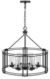 Cal Lighting Luton Cage Metal Chandelier with Glass Shades FX-3777-6 Black FX-3777-6