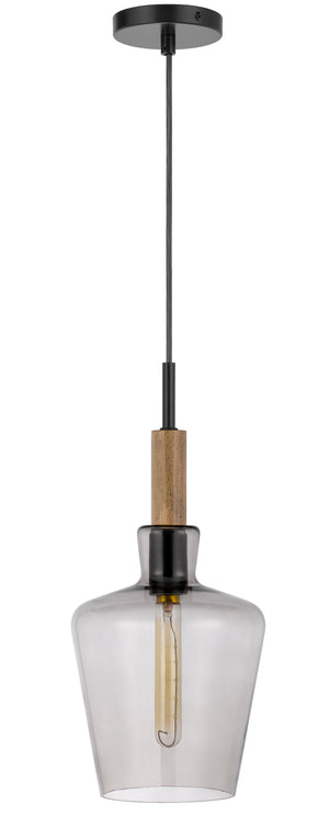 Cal Lighting Swindon Glass Drop Pendant with Wood Accent FX-3779-1 Black FX-3779-1