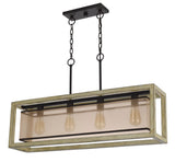 Cal Lighting Palencia Rubber Wood Chandelier with Organza Shade FX-3781-4 Black FX-3781-4