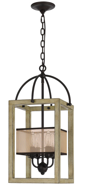 Cal Lighting Palencia Rubber Wood Chandelier with Organza Shade FX-3781-4 Black FX-3781-4