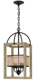 Cal Lighting Palencia Rubber Wood Chandelier with Organza Shade FX-3781-4 Black FX-3781-4